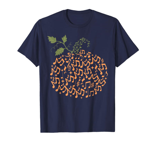 Music Notes Pumpkin Fall Music Teacher Autumn Halloween T-Shirt