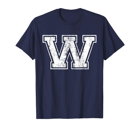 Letter W Uppercase Alphabet Initial School College Varsity T-Shirt