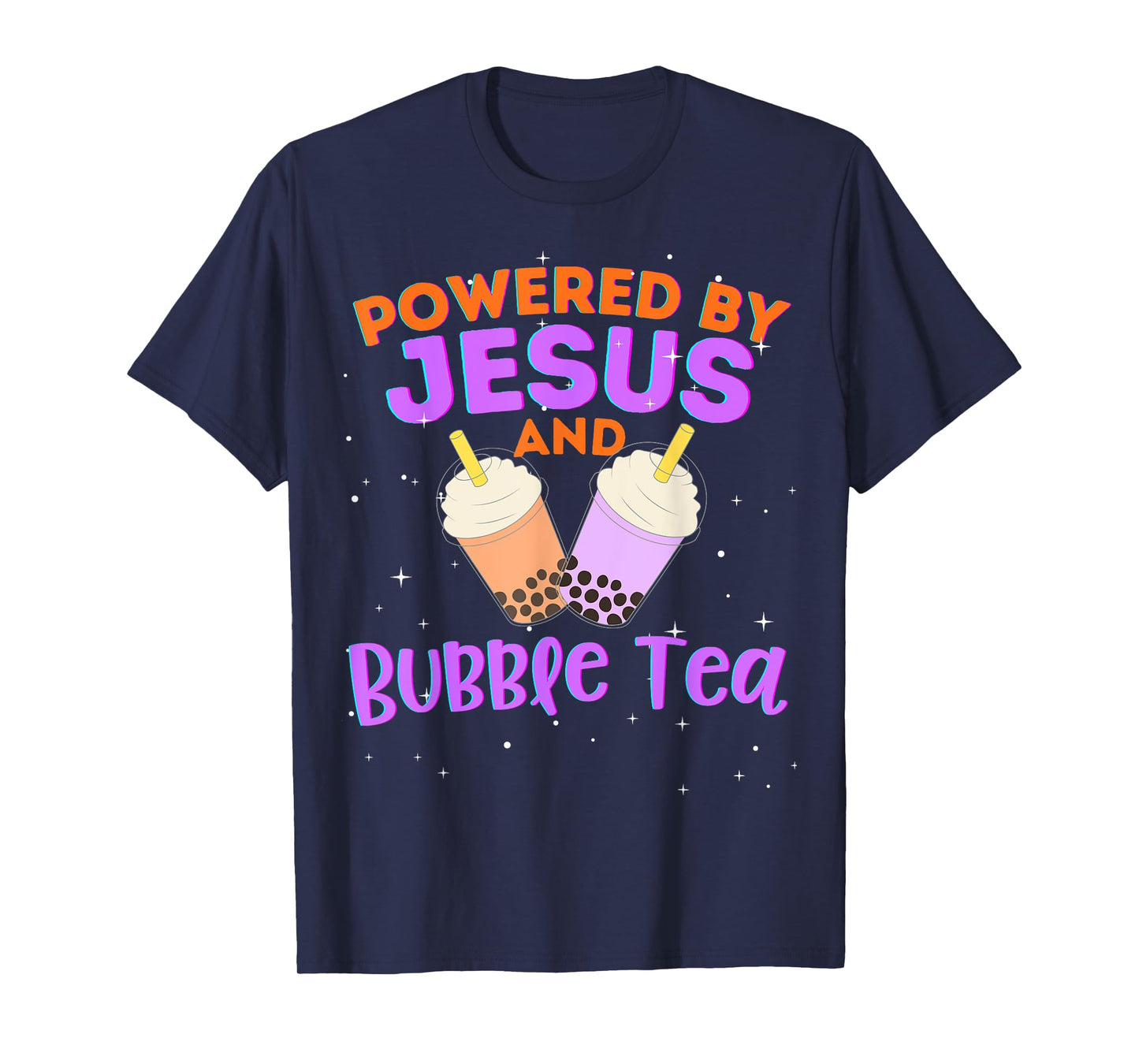 Powered by Jesus and Bubble Tea Christian Religious God T-Shirt