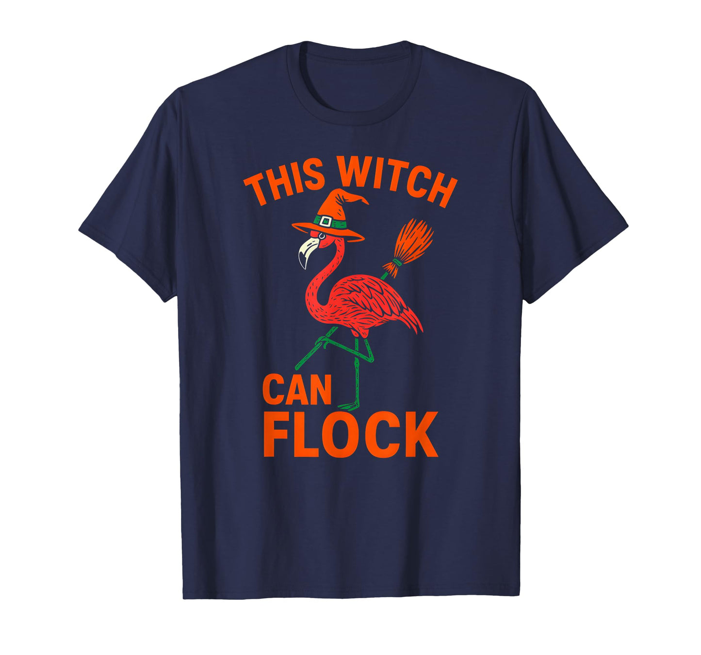 This Witch Can Flock Flamingo Funny Halloween Women's Spooky T-Shirt