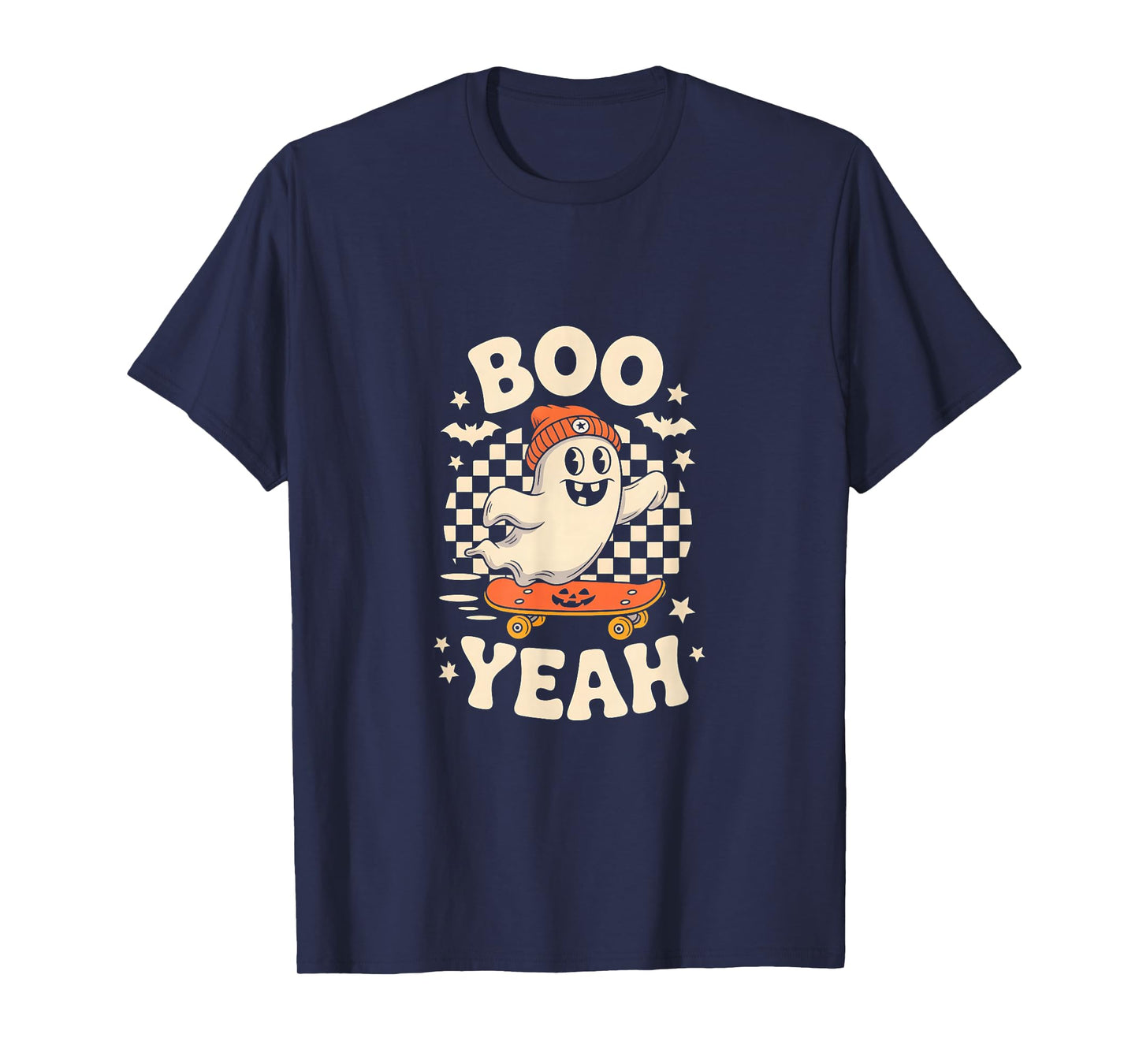 Boo Yeah Halloween Ghost Boys Retro Skateboard Toddler Kids T-Shirt