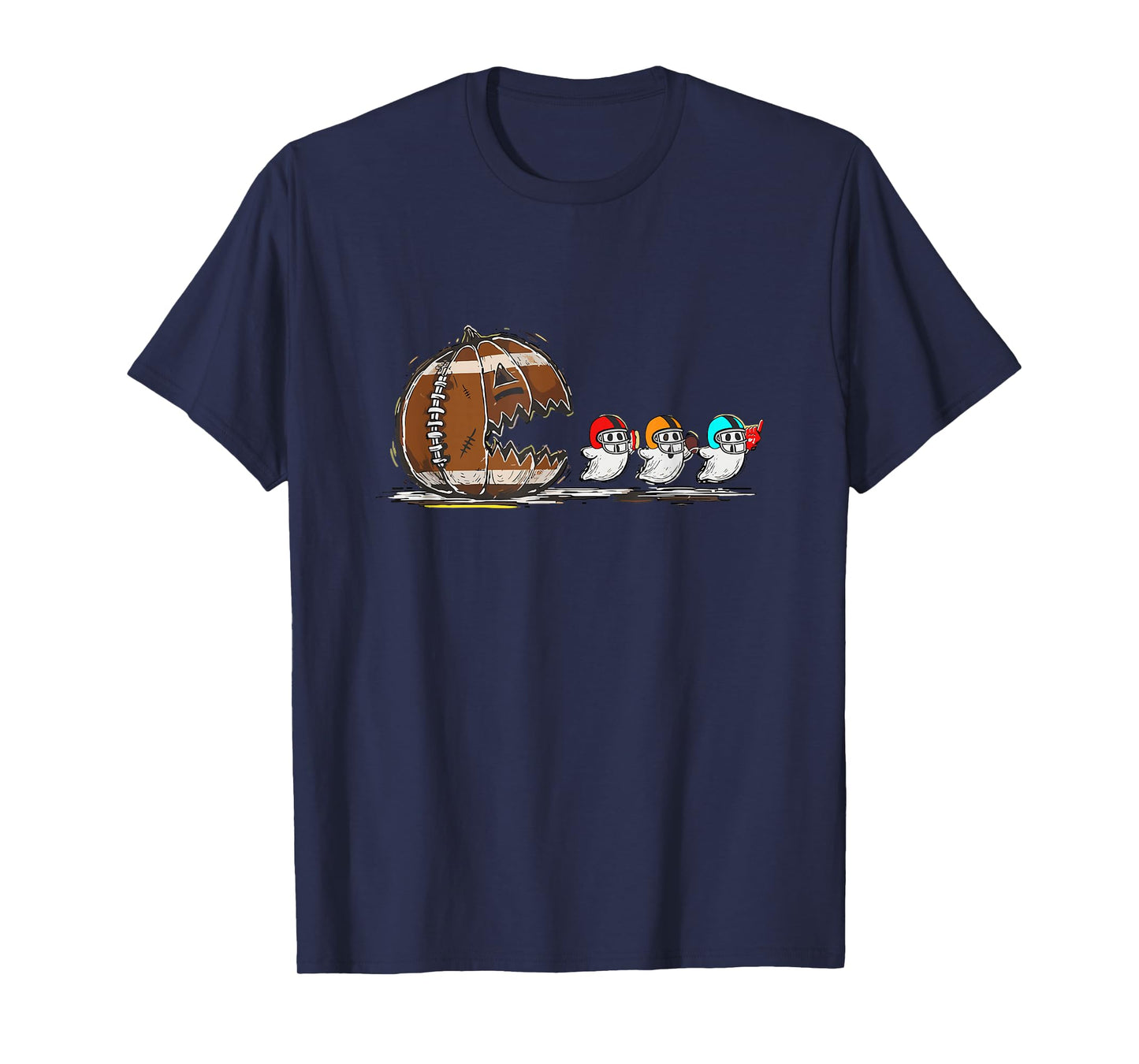 Football Chasing Ghost Halloween Football Gameday Boo Spooky T-Shirt