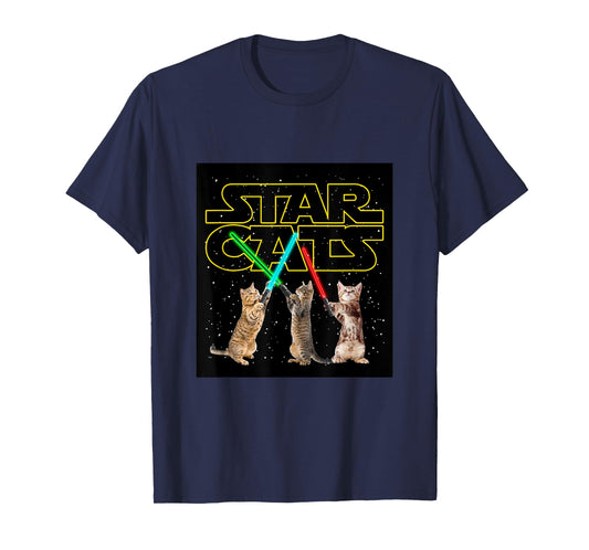Cool Funny Cats Play in Space Cartoon Anime Graphic Designs T-Shirt