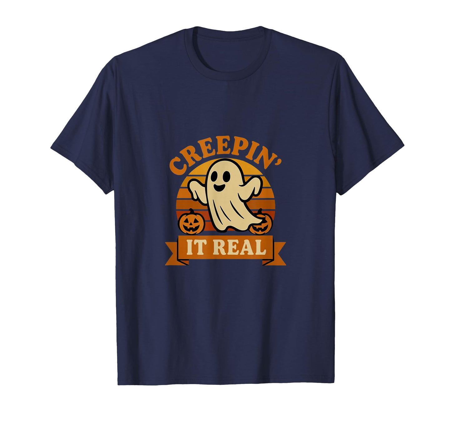 Creepin It Real Retro Ghost Funny Halloween Design T-Shirt