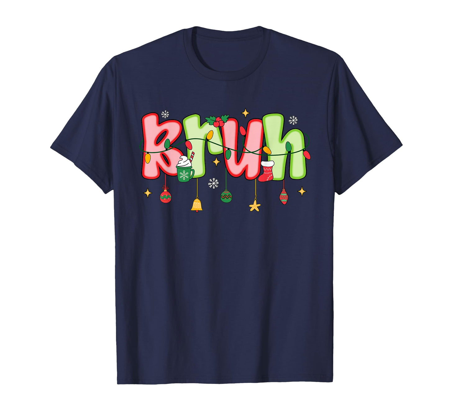 Bruh Funny Preppy Christmas Teens Boys Kids Xmas Pajamas T-Shirt