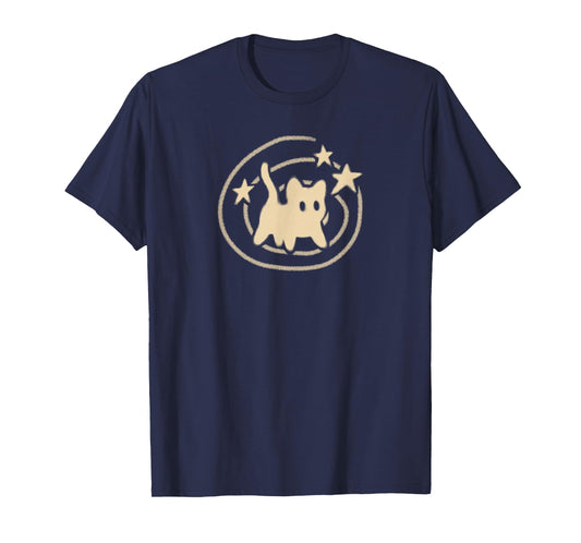 90s Y2K Scary Tomcat Cat is Scared under Starry Tail T-Shirt