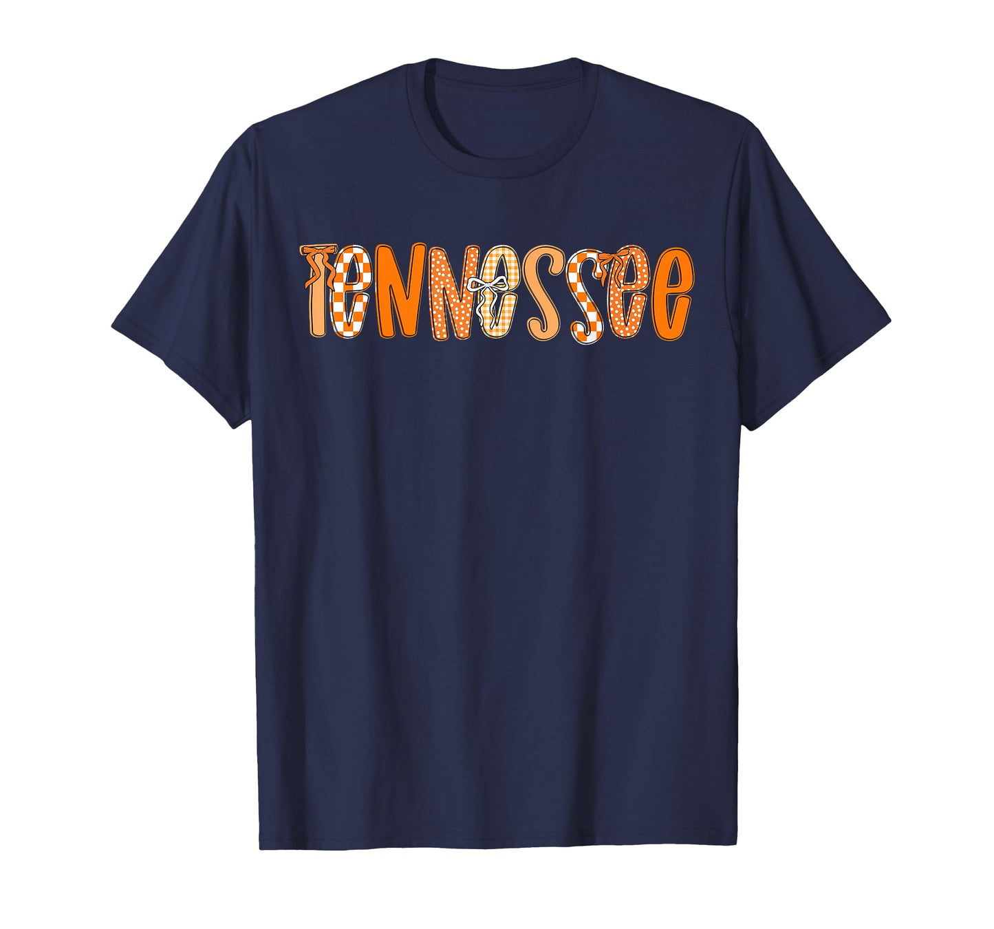Tennessee Coquette Orange Checkered Bow Women Girls Kids T-Shirt