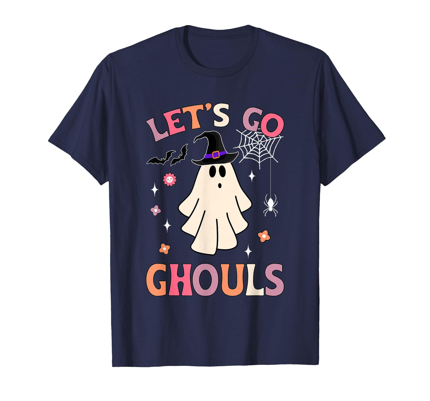 Halloween Ghost Witch Costumes Retro Let's Go Ghouls Groovy T-Shirt