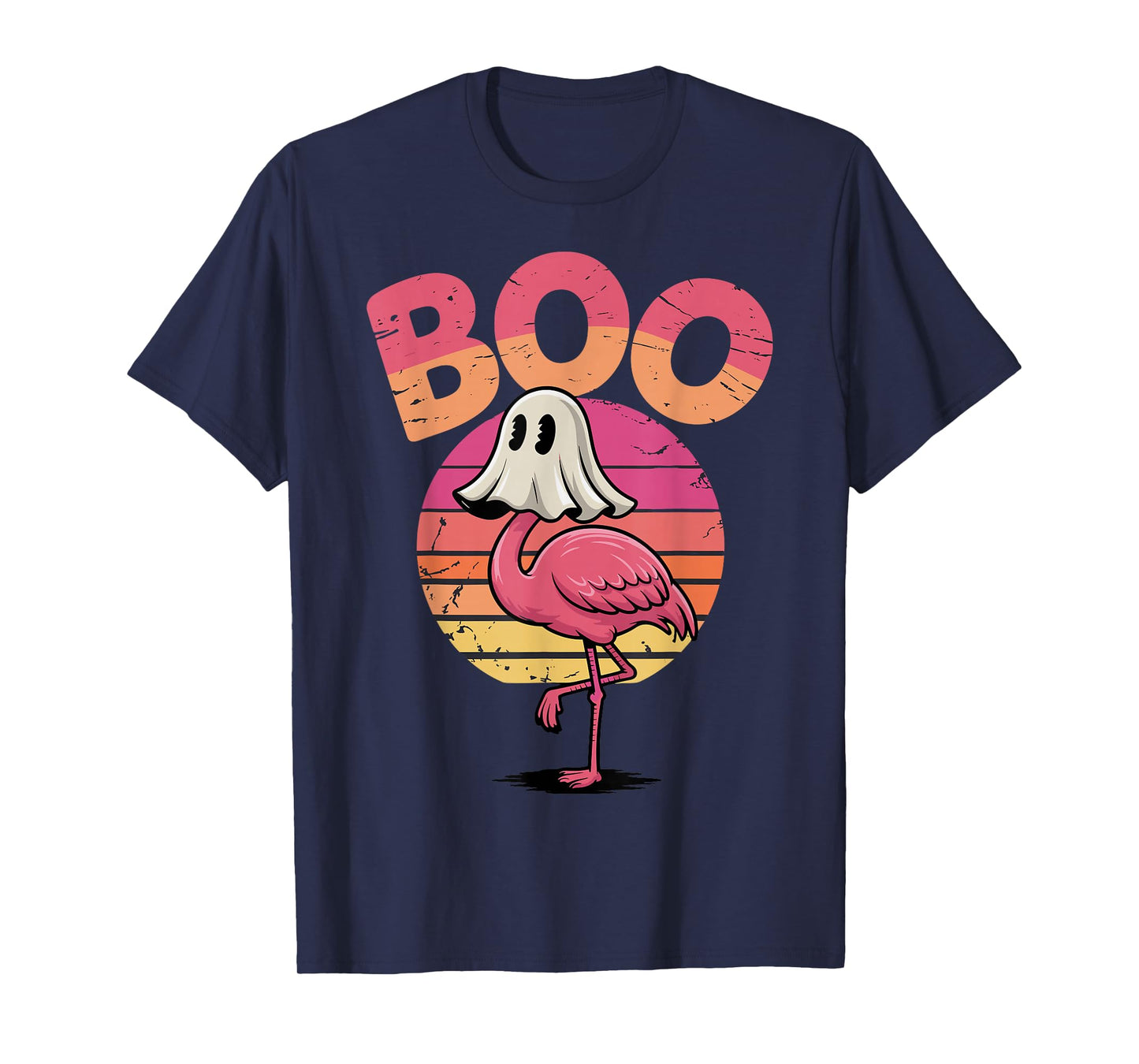 Flamingo Ghost Boo Pink Sunset T-Shirt