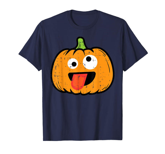 Halloween Pumpkin Tongue Out Face Costume Boy Kids Men Women T-Shirt