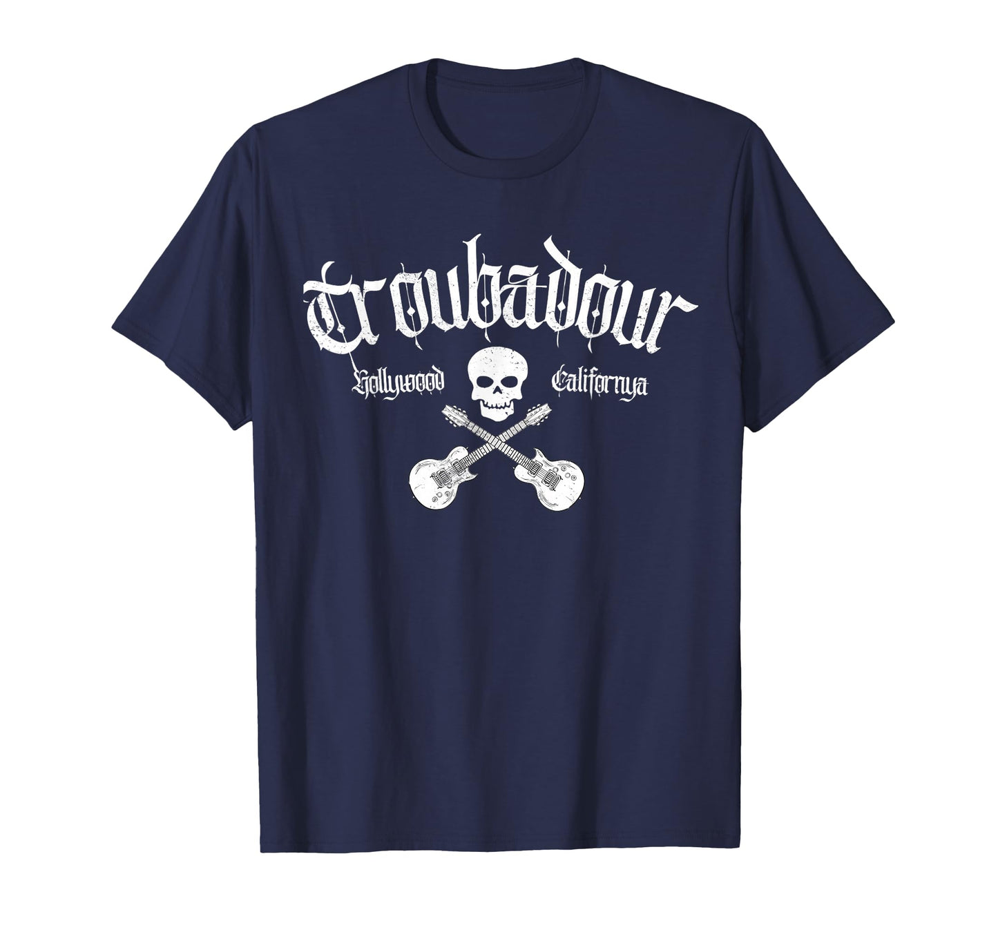 Vintage Skull Troubadour Guitar Rock Music Tee T-Shirt