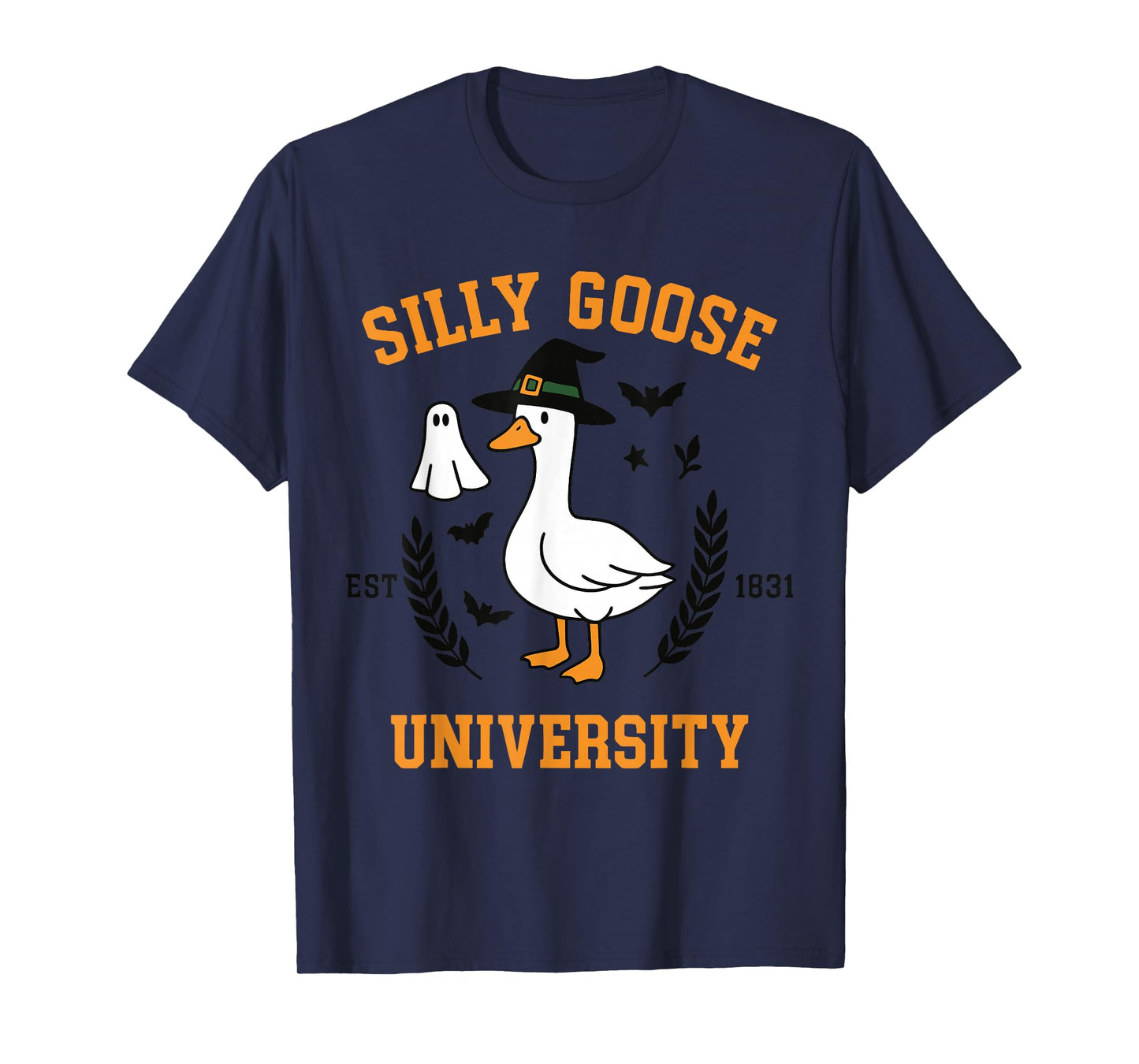 Silly Goose Halloween Witch Ghost Funny Vintage Spooky Goose T-Shirt