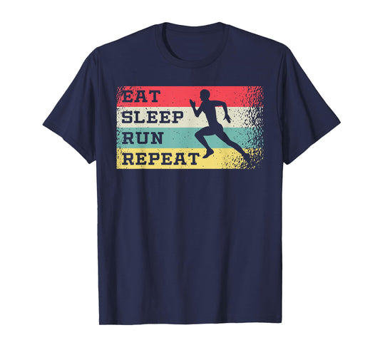 Eat Sleep Run Repeat Retro Vintage Funny Running Runner T-Shirt