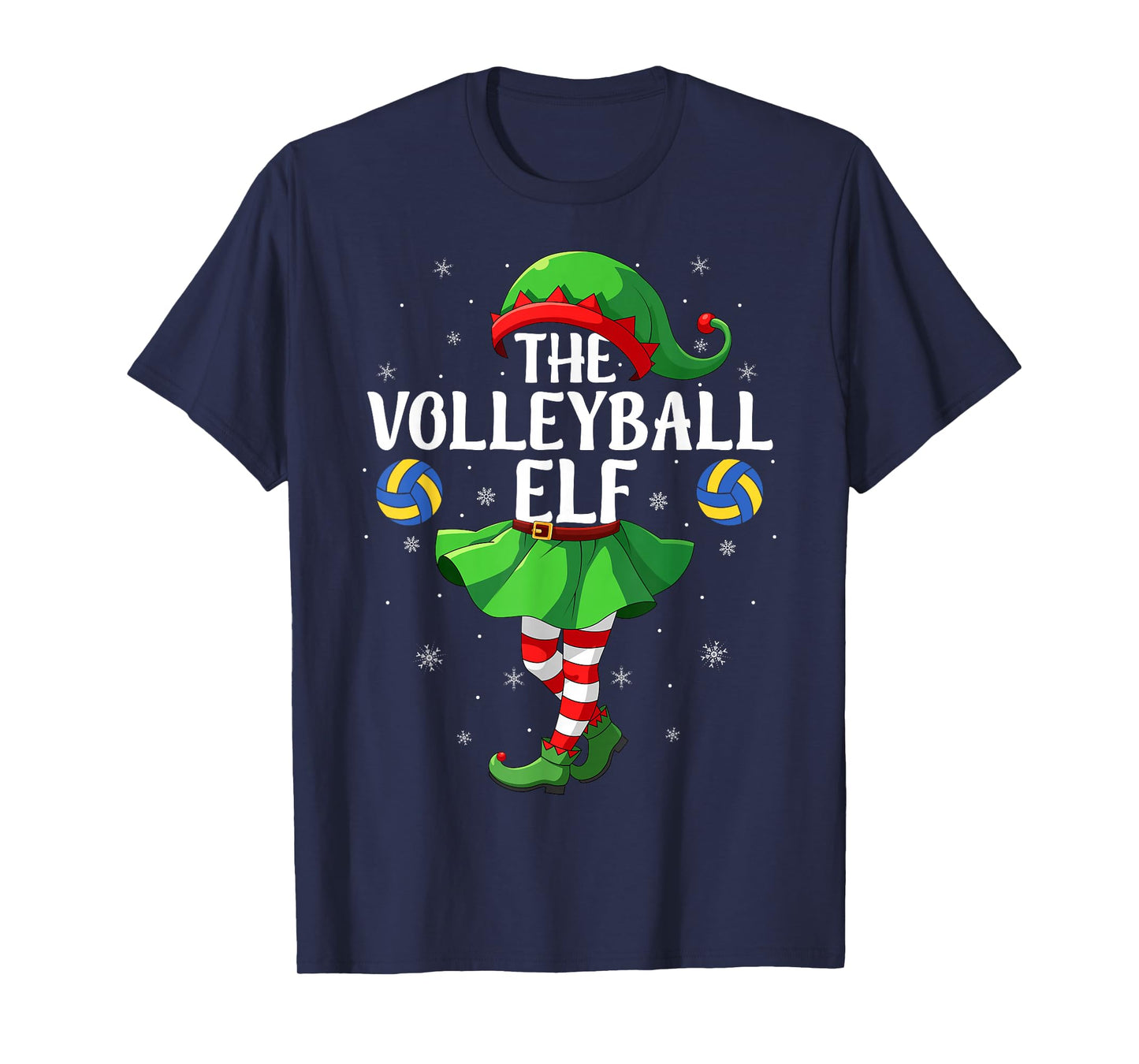 Volleyball Elf Christmas Girls Women Elf Squad Xmas Family T-Shirt