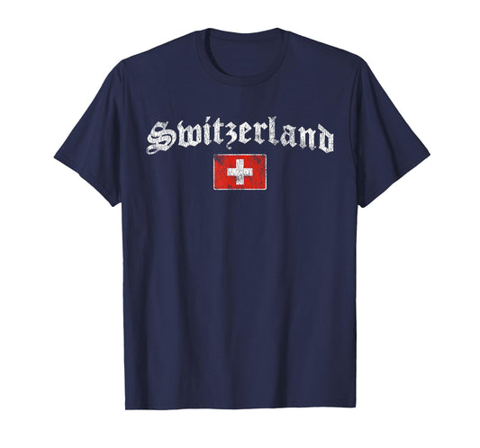 Retro Swiss Flag of Switzerland Souvenir for Men Women Kids T-Shirt