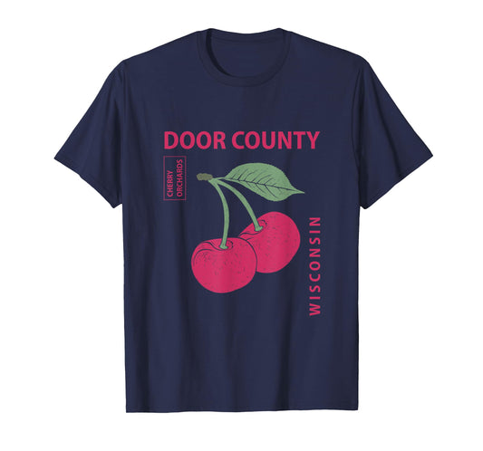 Door County Wisconsin Pink Cherries Vintage T-Shirt