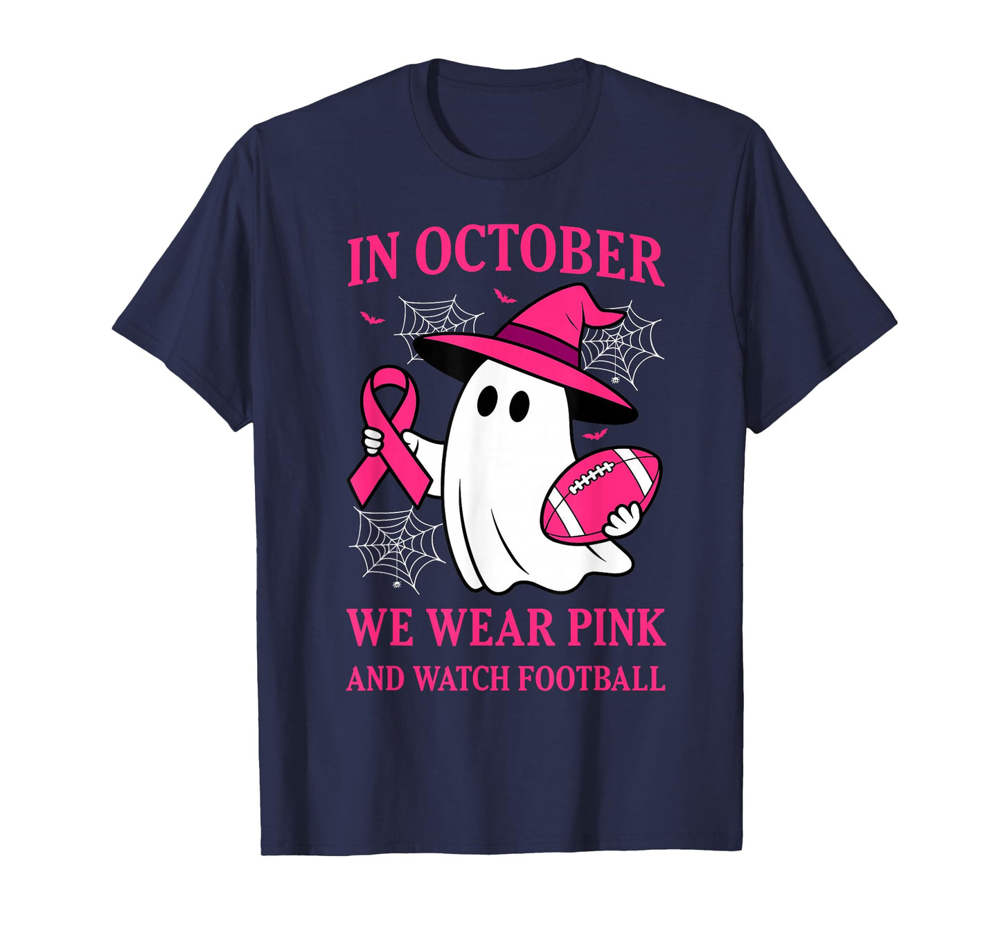 in October We Wear Pink Ghost Breast Cancer Awareness T-Shirt