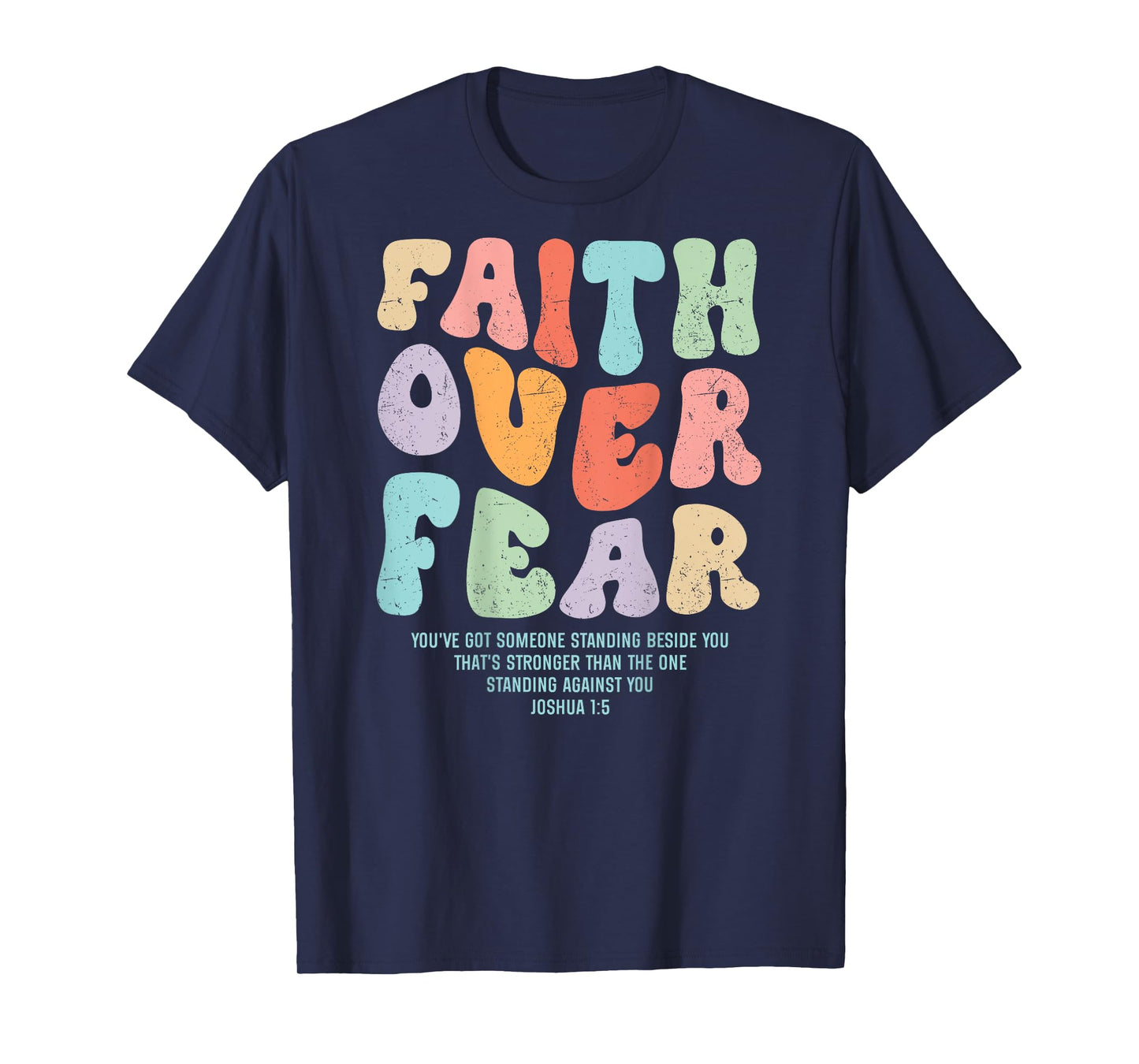 Faith Over Fear Bible Verse Aesthetic Christian Groovy Retro T-Shirt