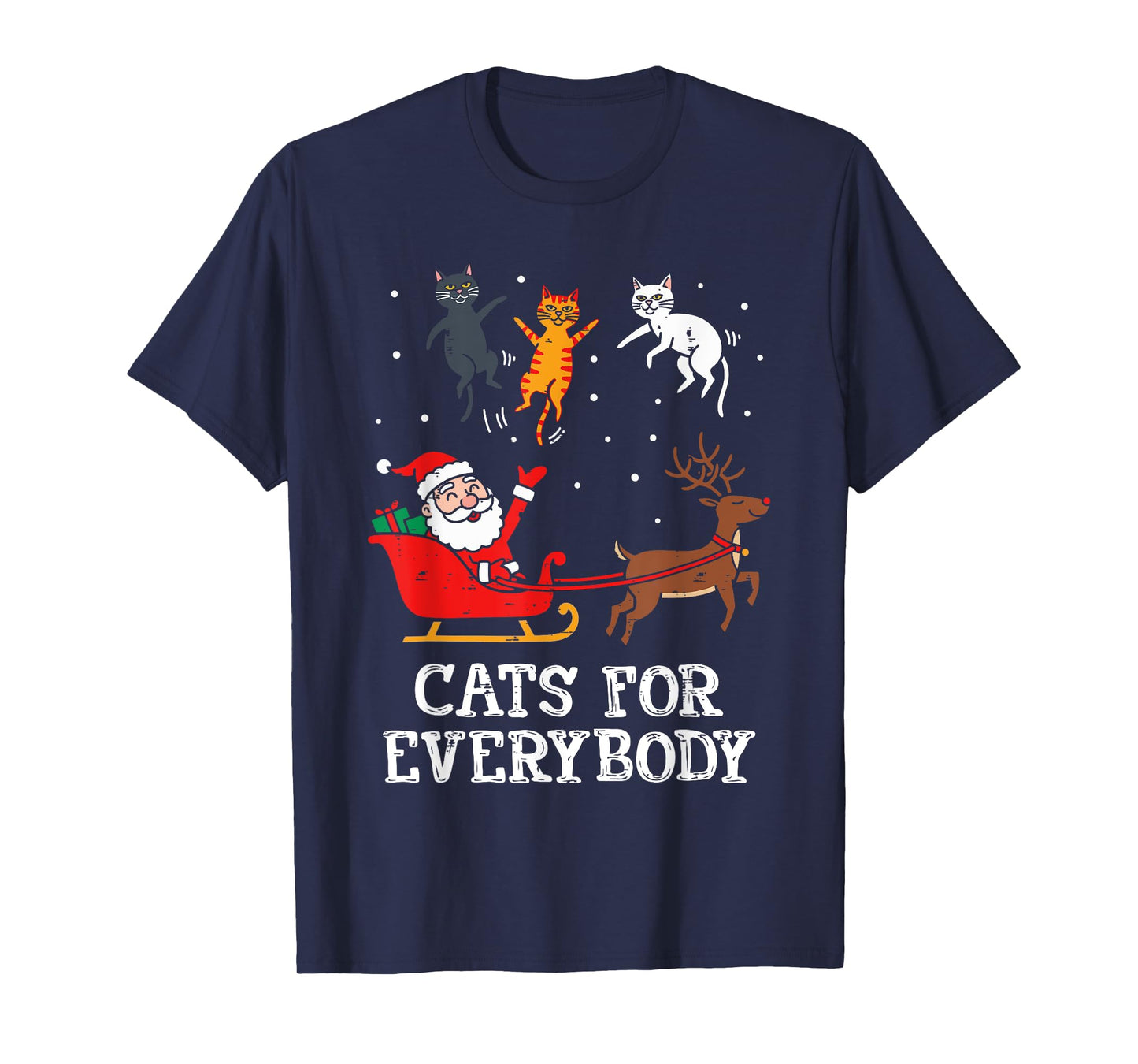 Cats for Everybody Funny Santa Reindeer Christmas Cat Lovers T-Shirt