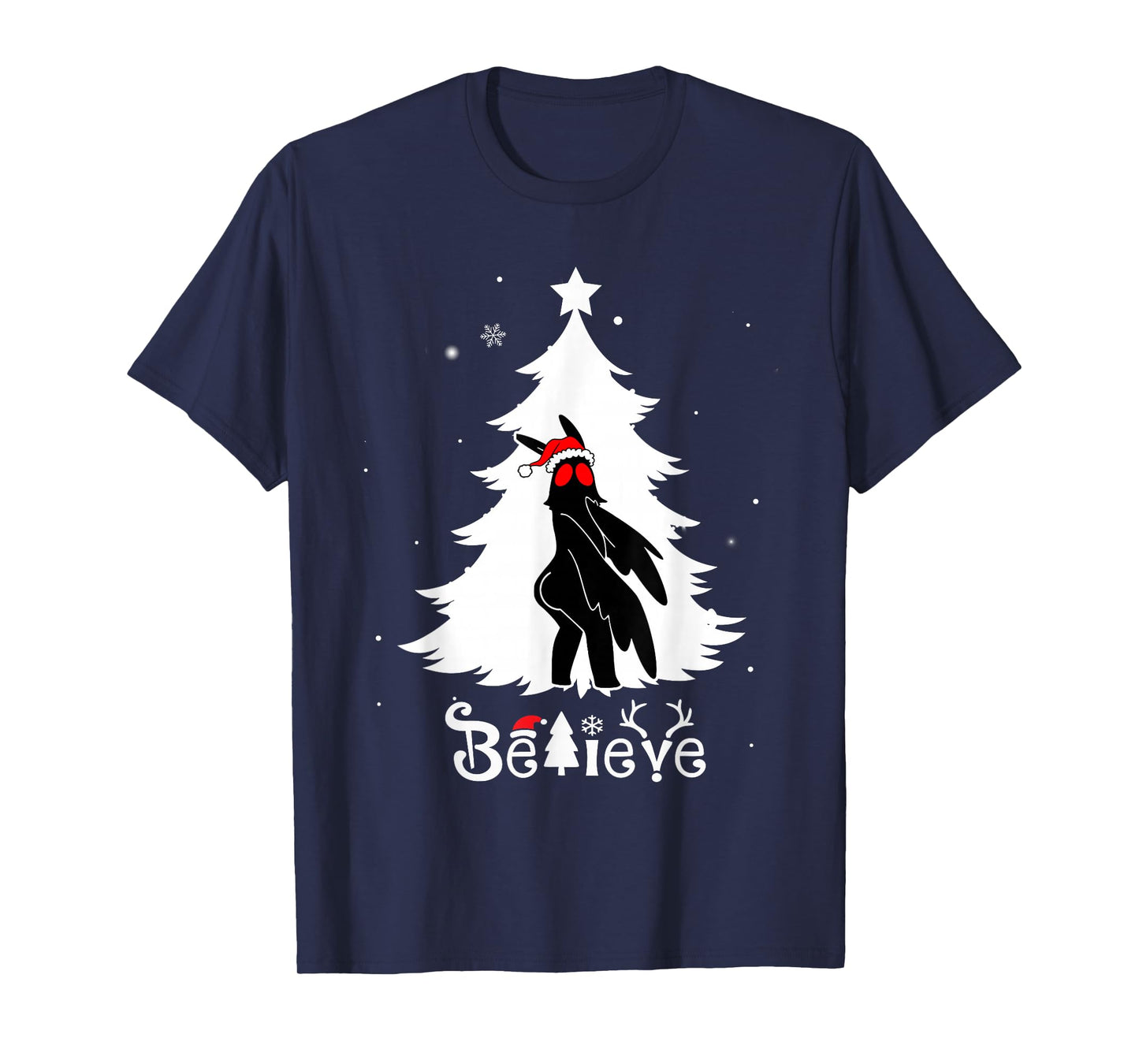 Funny Thicc Mothman Christmas Believe Cryptid Xmas Gifts T-Shirt