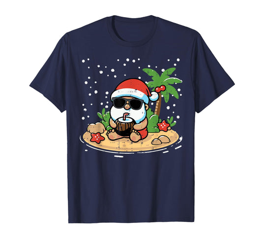 Christmas Santa Beach Xmas Tropical Hawaii Men Women Kids T-Shirt