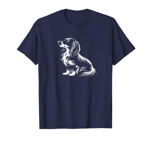 Mens Womens Funny Retro Vintage Logo Long Haired Dachshund T-Shirt