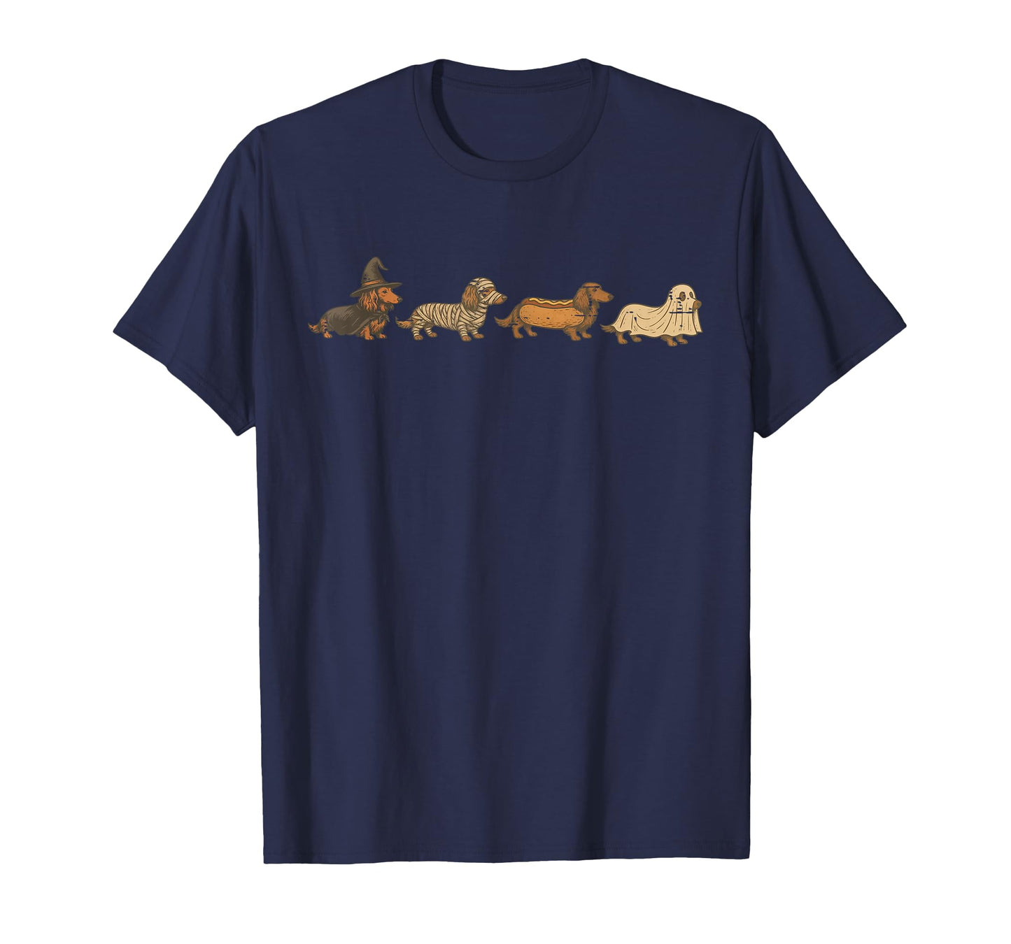 Vintage Funny Dachshund Ghost Halloween Costume Dog Lover T-Shirt
