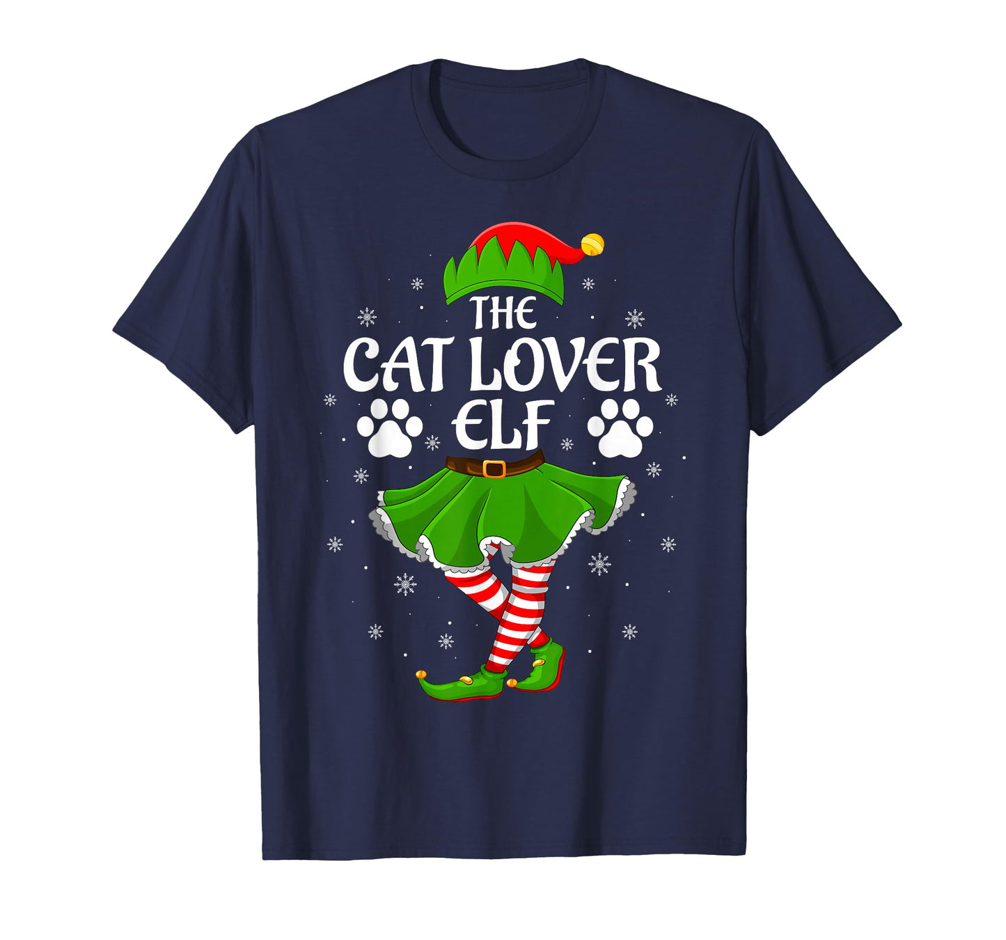 Cat Lover Elf Christmas Family Girls Women Elf Squad Xmas T-Shirt