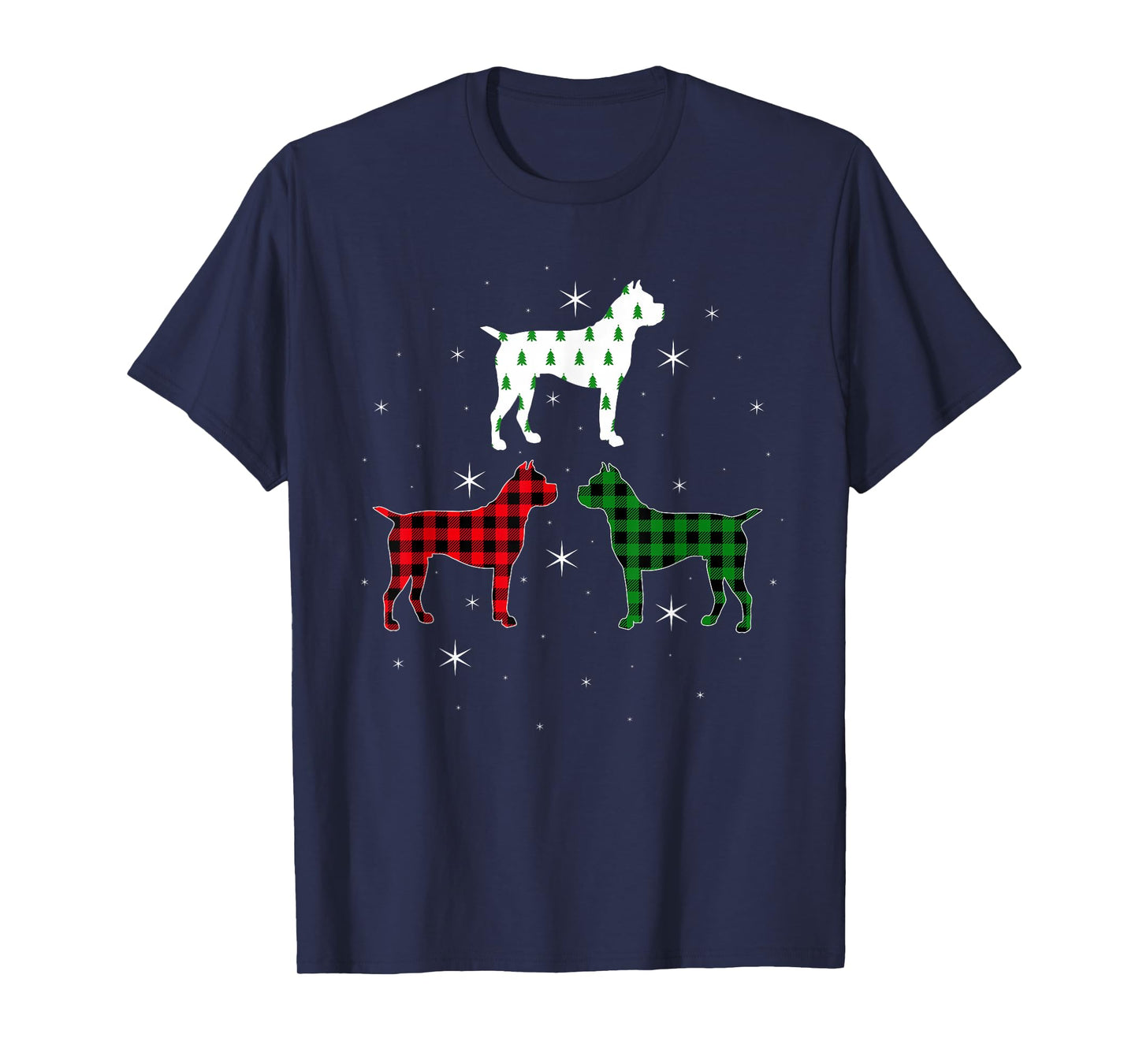 Boxer Christmas Buffalo Plaid Funny Boxer Pet Dog Lover Xmas T-Shirt