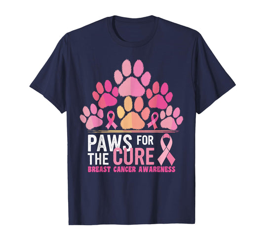 Pink Paws For The Cure Breast Cancer Awareness Dog Cat Lover T-Shirt