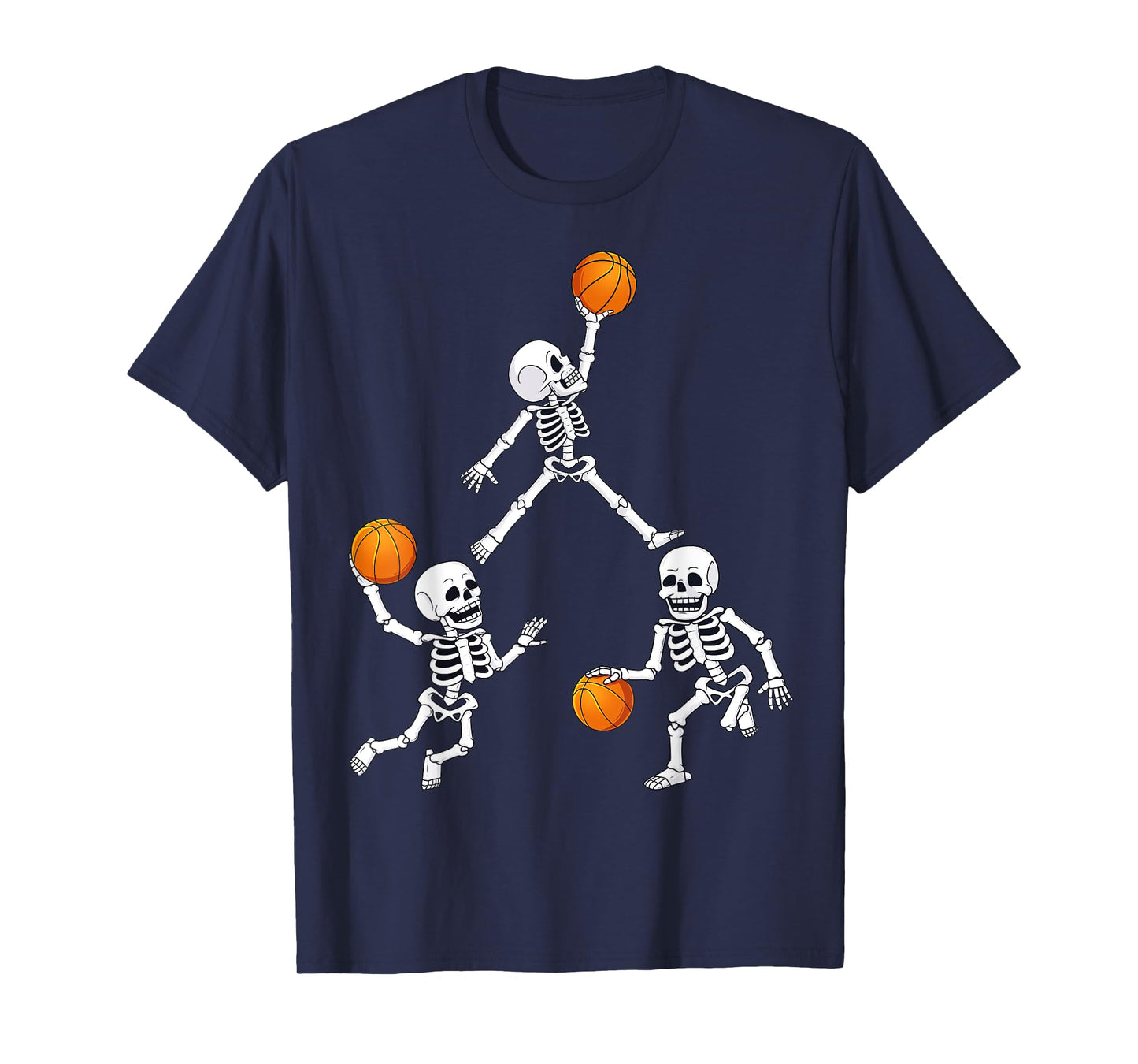 Basketball Halloween Skeleton Dunking Dribble Boys Kids Teen T-Shirt