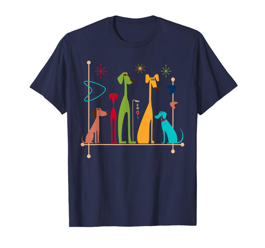 Retro Mid-Century Modern Dogs 50s 60s Style T-Shirt