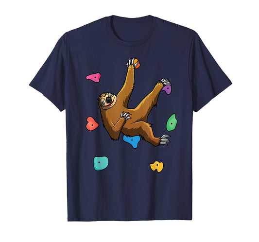 Funny Sloth Bouldering Design Men Women Kids Rock Climbers T-Shirt