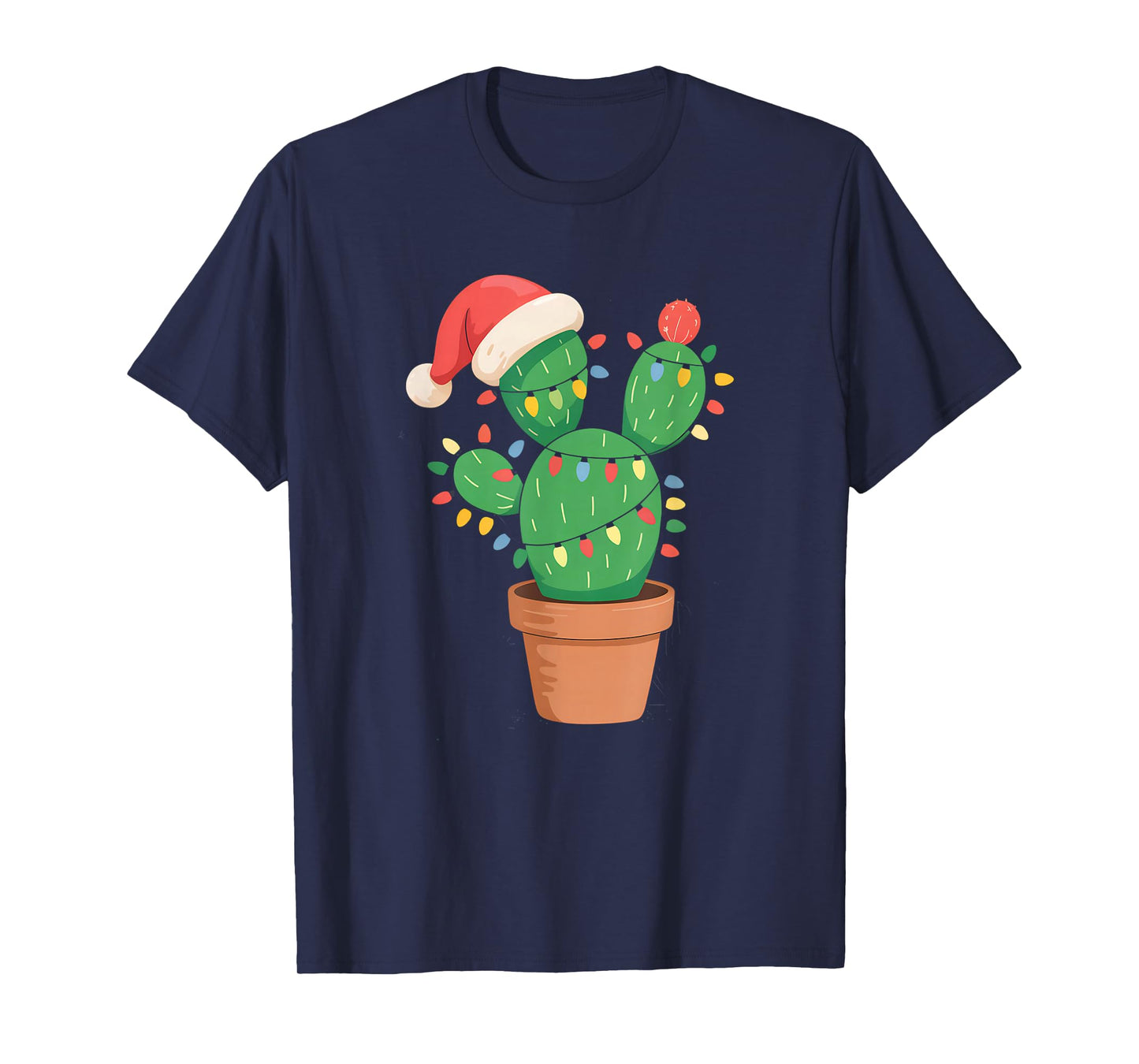 Christmas Lights Cactus Lover Funny Xmas for Men Women T-Shirt