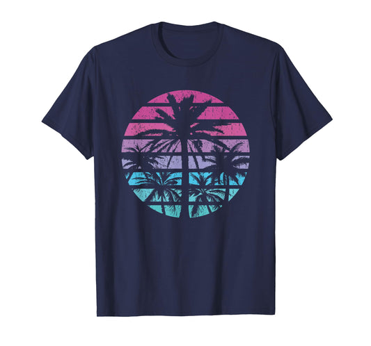 Palm Tree Retro Sunset Summer Beach Vintage Tropical Graphic Men Women Girls Kids T-Shirt