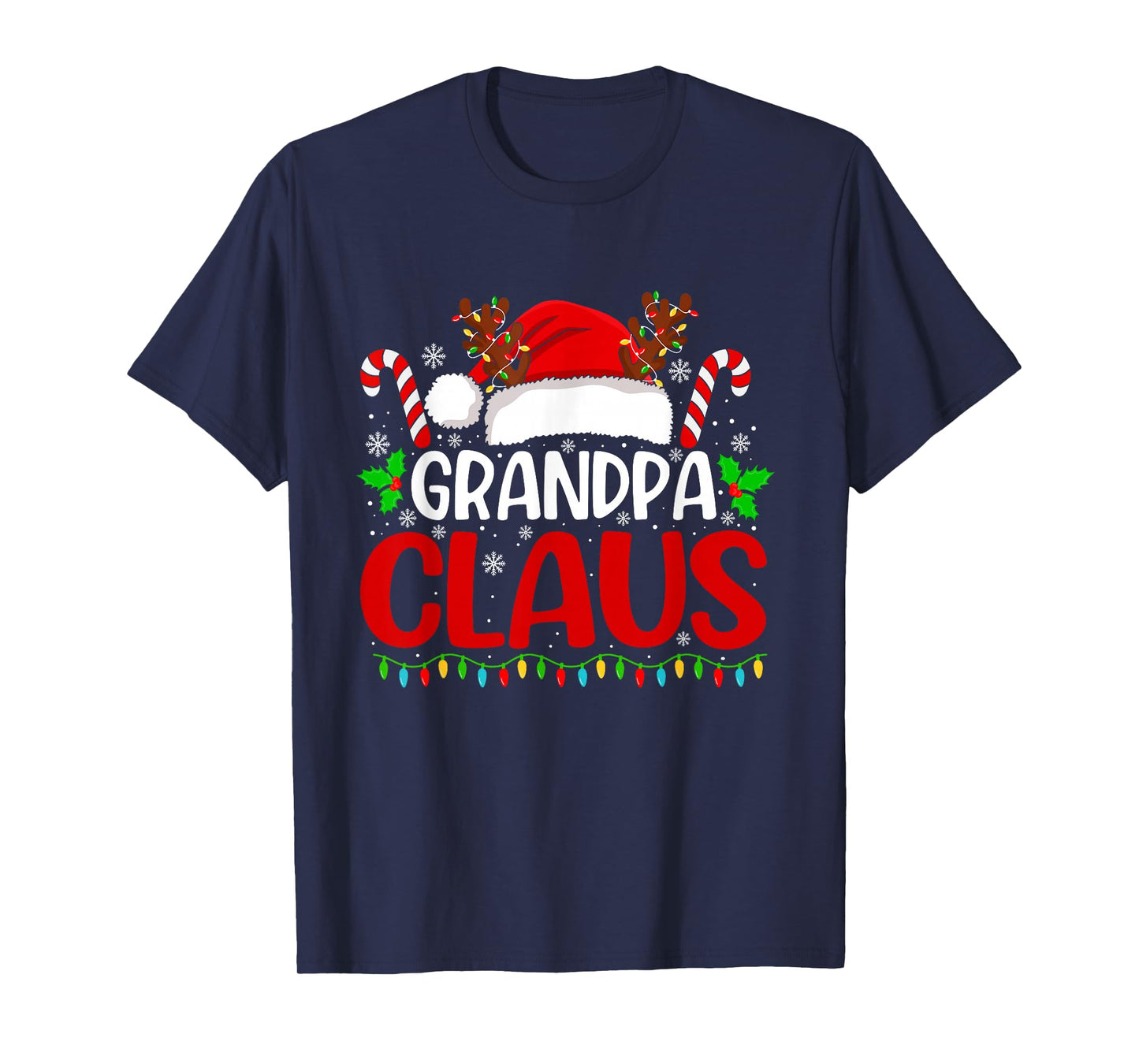 Grandpa Claus Christmas Lights Santa Family Matching Xmas T-Shirt