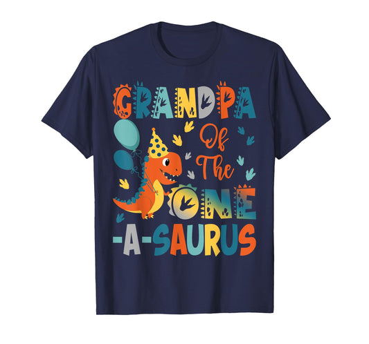 Grandpa Of The One-A-Saurus 2Nd Birthday Dinosaur Party T-Shirt