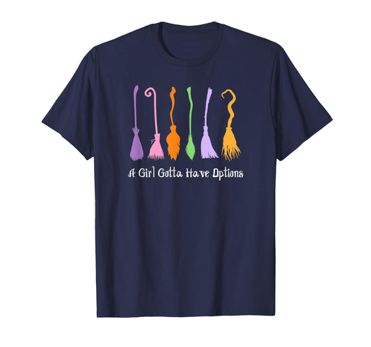 Cute Witches Broom Design for Halloween T-Shirt