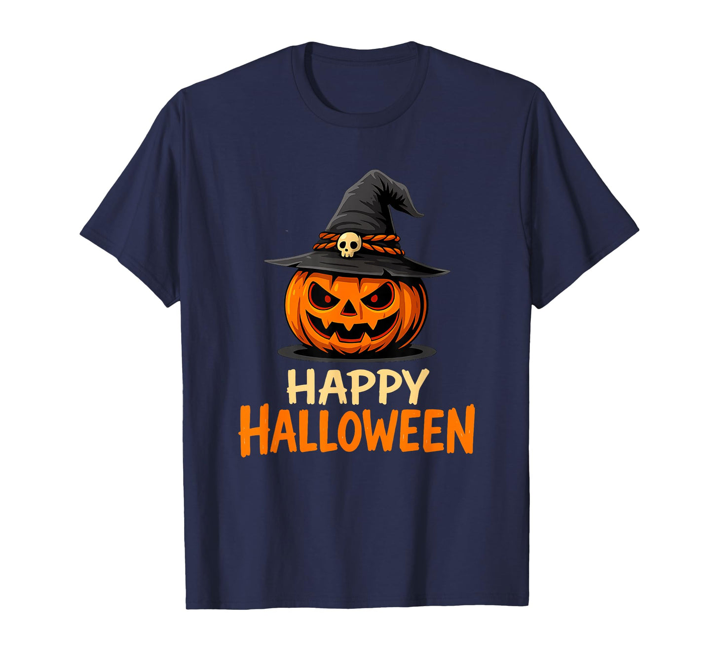 Happy Halloween Pumpkin Witch Hat Spooky Retro Design T-Shirt