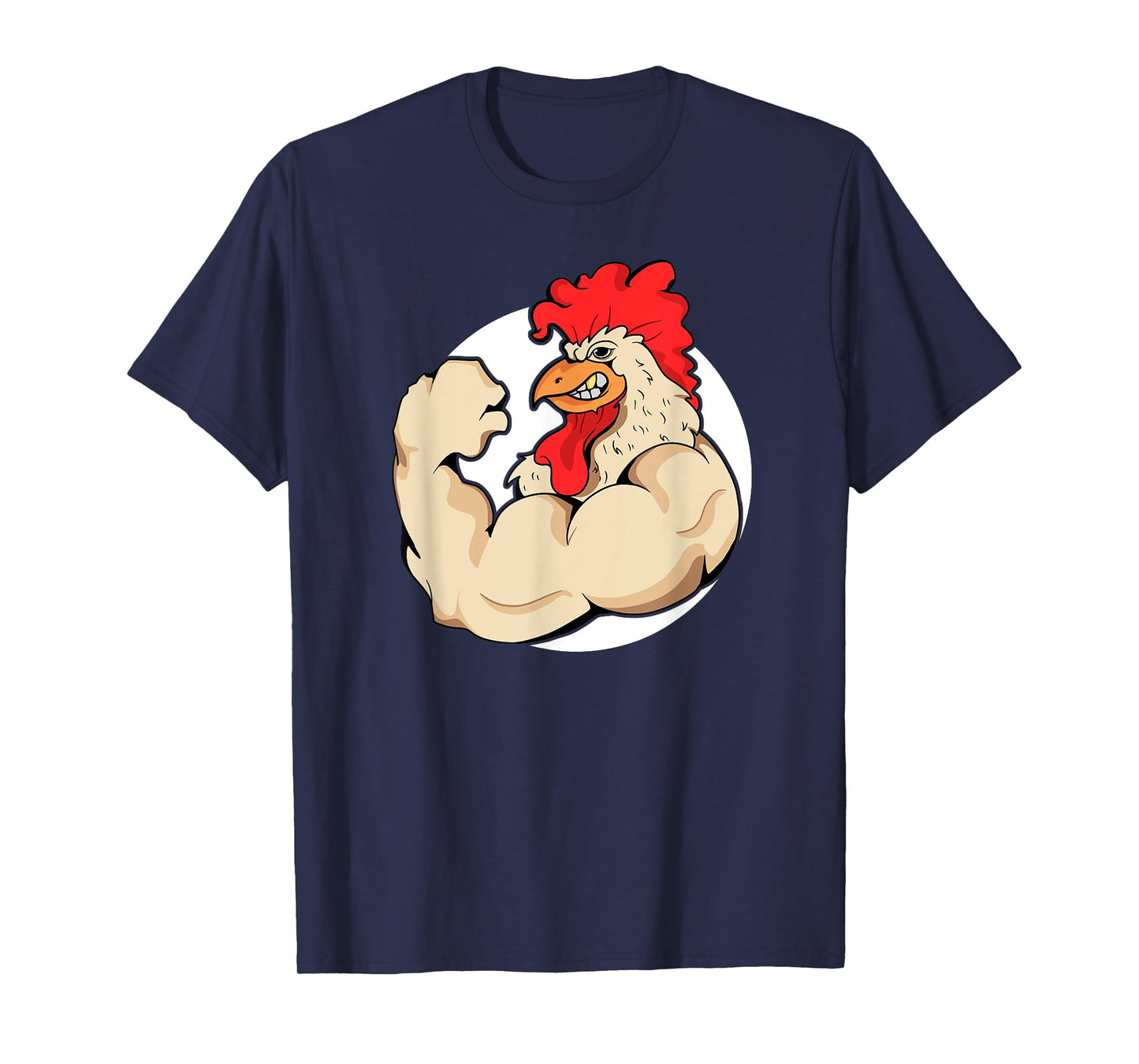 Mens Muscles Rooster's Funny Chicken Shirt. Training Mascots T-Shirt