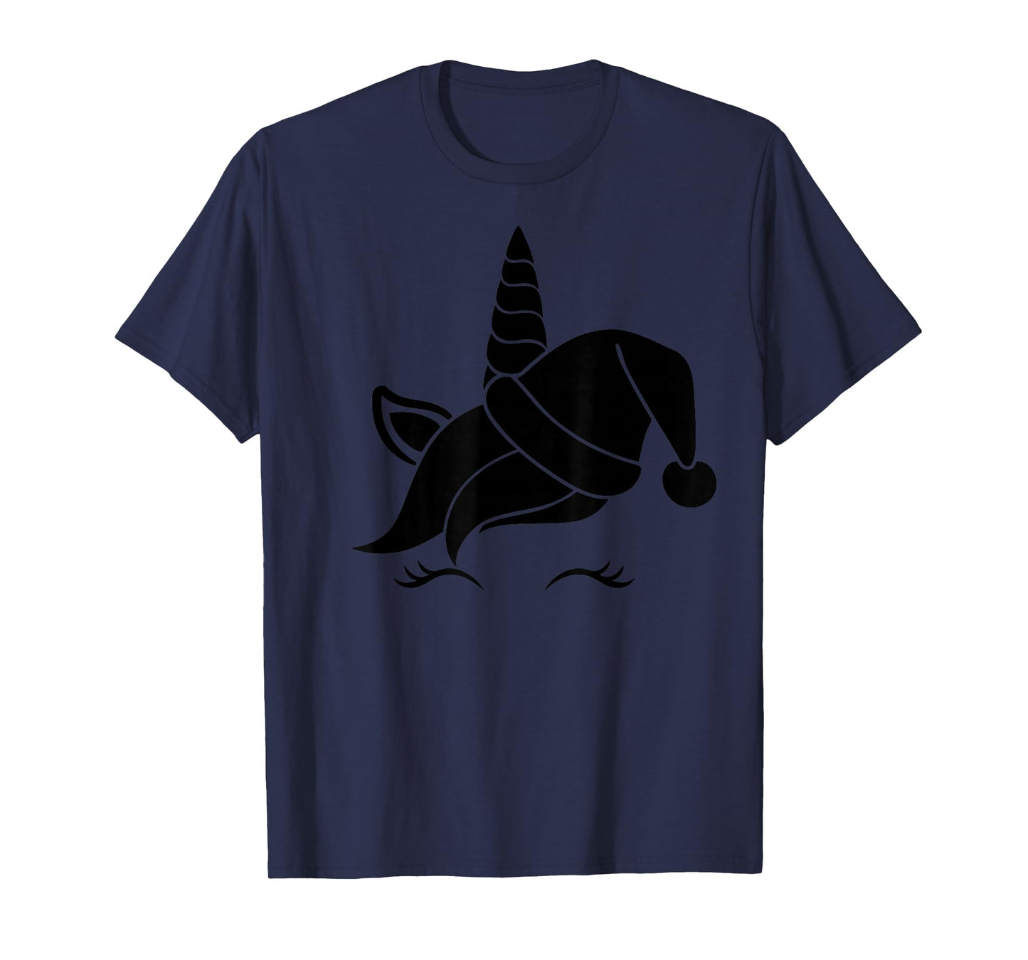 Unicorn Reindeer Face with Santa Hat Cute Christmas Costume T-Shirt