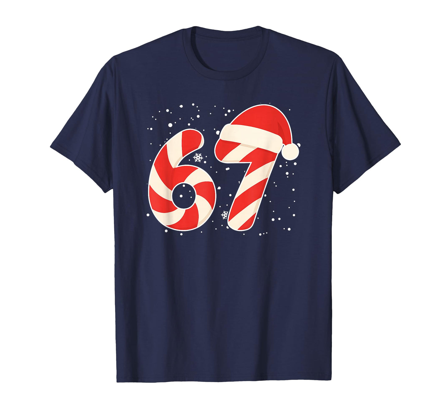 67 Candy Cane Drip Meme Six Seven Funny Xmas Gen Alpha Slang T-Shirt