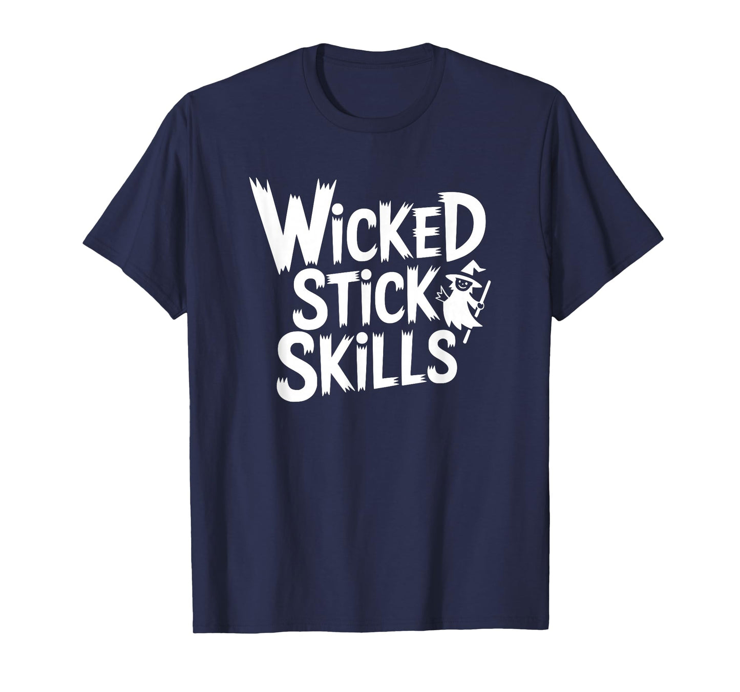 Womens Halloween Wicked Stick Skills Witch Broom T-Shirt