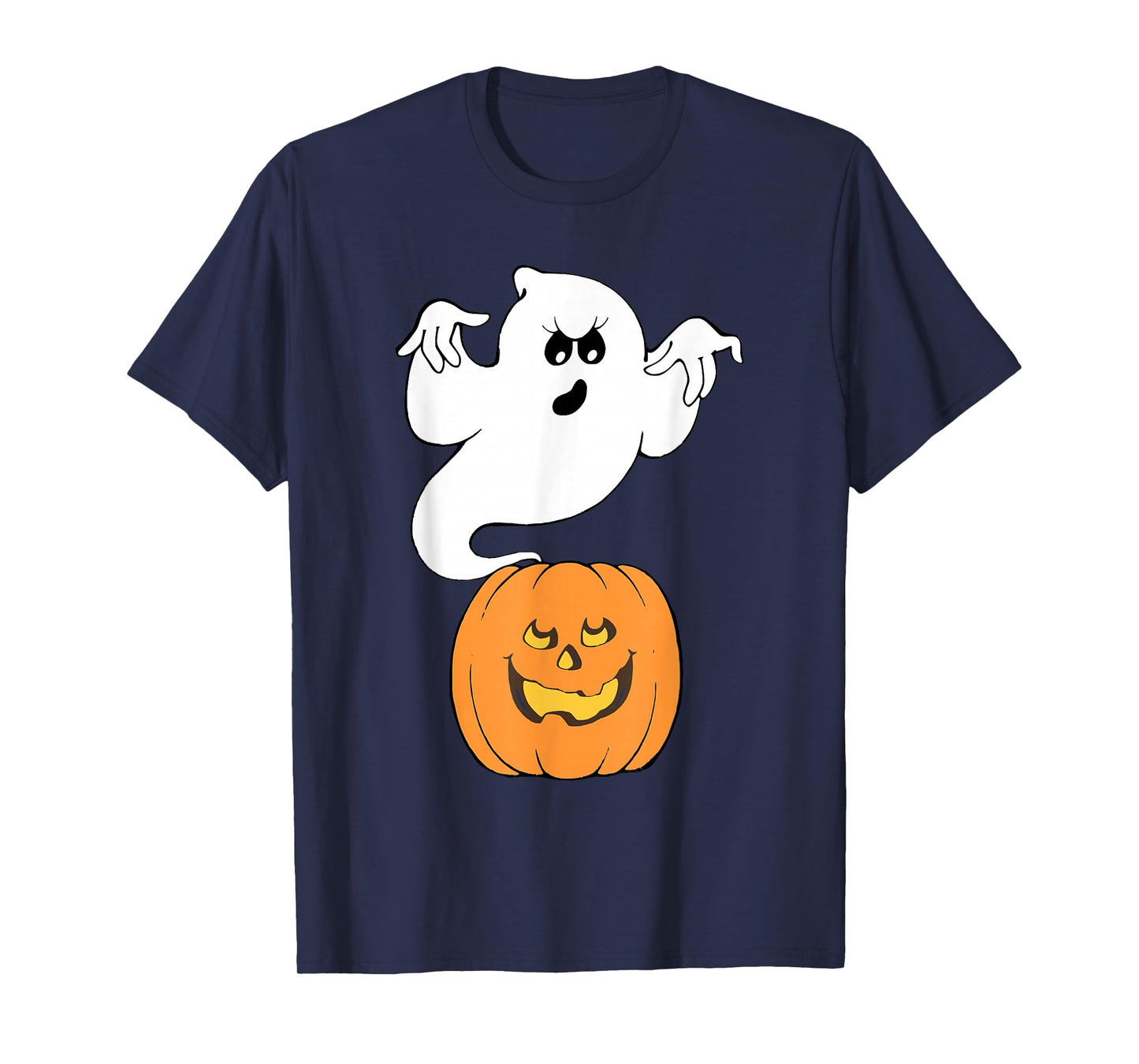 Vintage Halloween Pumpkin and Ghost Graphic Tee Spooky Creep T-Shirt