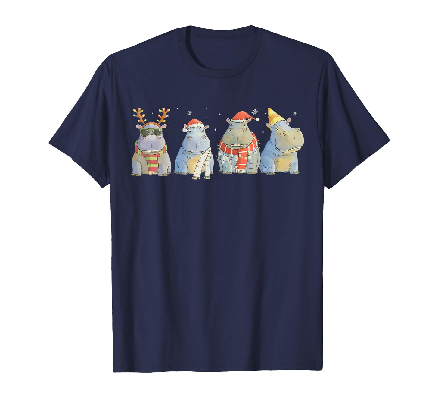Cute Hippopotamus Christmas Santa Funny Hippo Xmas Men Kids T-Shirt