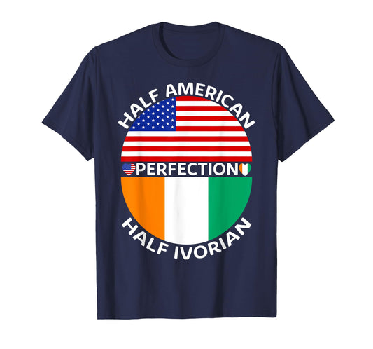 Half American Half Ivorian Ivory Coast Flag Root Men Women T-Shirt