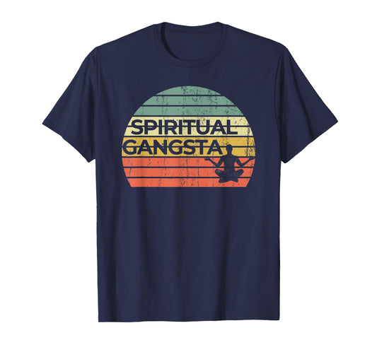 Vintage Retro Sunset Funny Yoga | Spiritual Gangsta T-Shirt