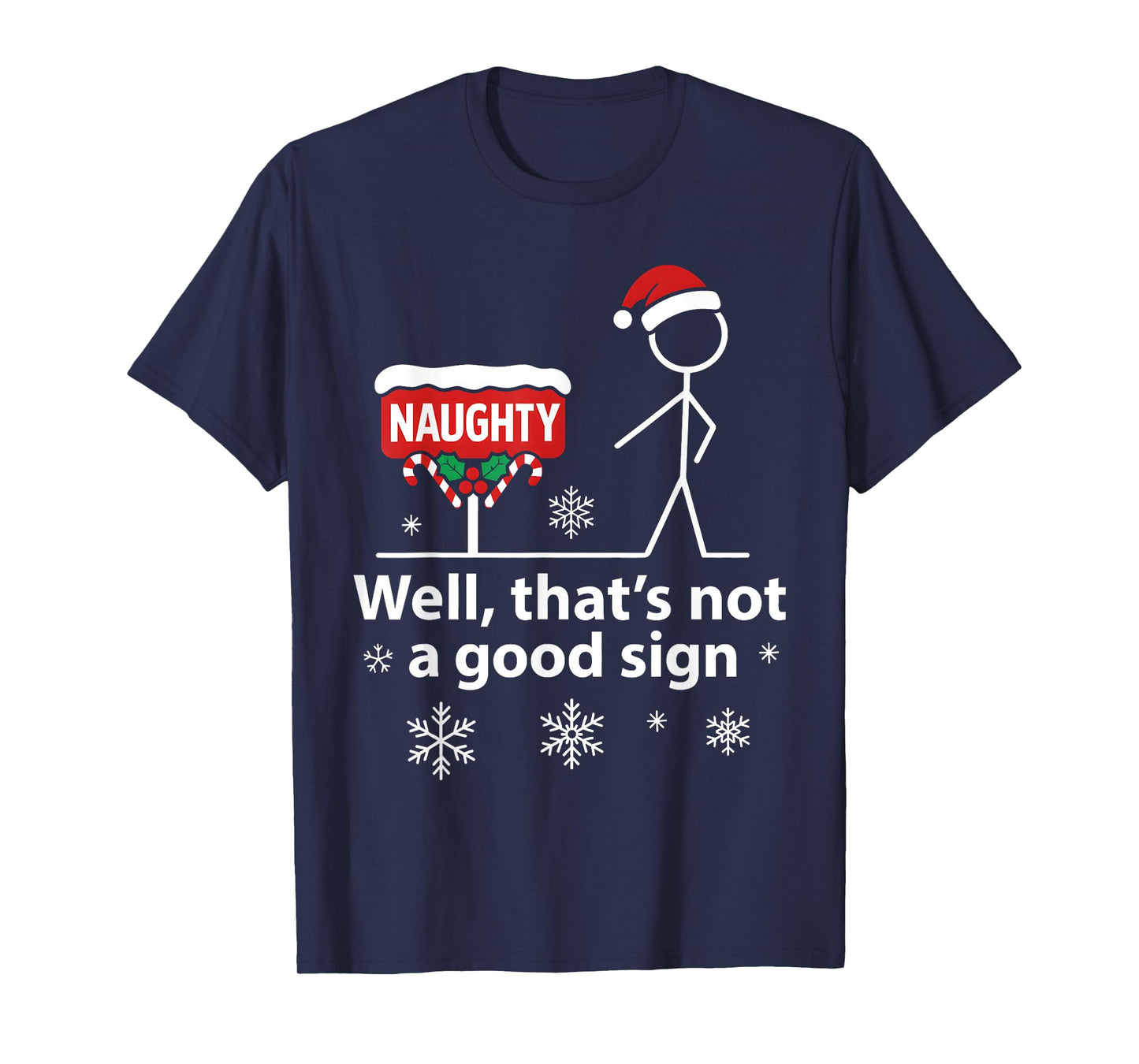 Funny Figure Stick Naughty Holiday Snow Artwork T-Shirt