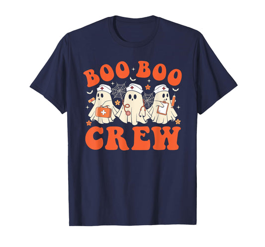 Boo Boo Crew Nurse Ghost Scrub Top Nursing Halloween Costume T-Shirt
