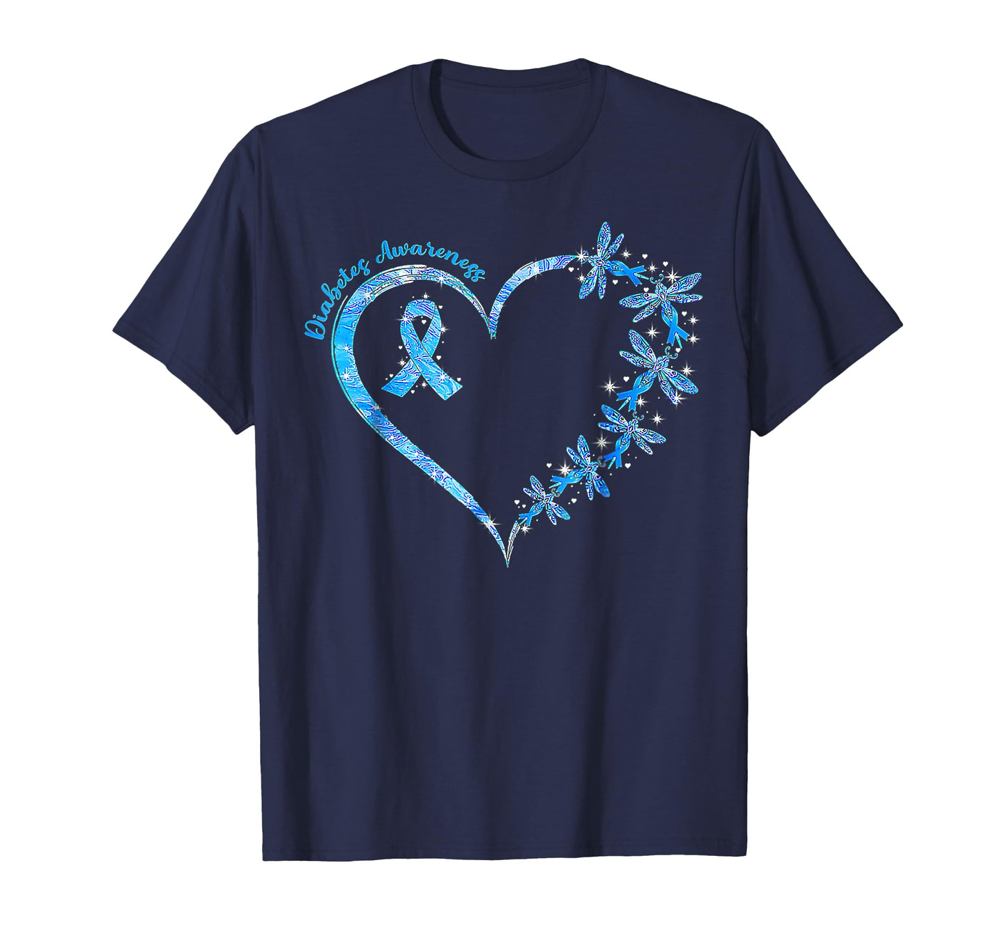 In November We Wear Blue Cure Diabetes Awareness Love Heart T-Shirt